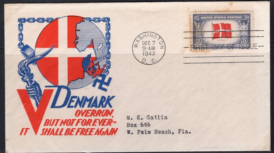 1943 Staehle First Day Cover, Overrun But Not Forever, Denmark - Image 1 of 1