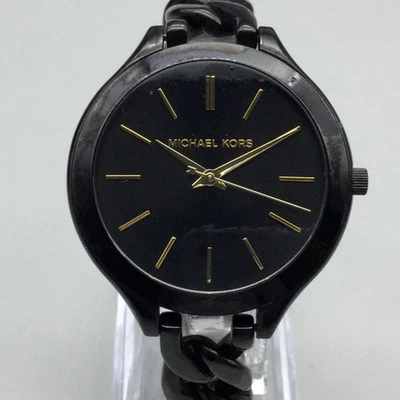 Michael Kors Watch Womens 41mm Black Chain Band MK-3317 New Battery 6.5" - Image 1 of 4