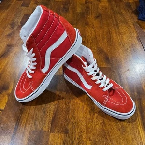 VANS Hi Top Rojo Gamuza Lona Zapatos Hombres 7 Mujeres 8.5 Monopatín Informal - Imagen 1 de 8