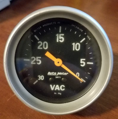 Vintage Auto Meter Sport Comp Vacuum Gauge No.3471 - Image 1 of 4