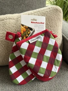 NUEVO KitchenAid Paquete de 2 Mini Guante para Horno Empuñadura de Silicona 100% Algodón Lavable a Máquina - Imagen 1 de 9