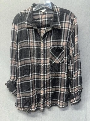 Blusa camisa mujer a cuadros con botones 22/24W manga enrollable negra rosa gris Foto 1 de 4