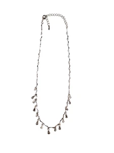 Vintage Y2K geschwungener Stab Träne-rund weiß baumeln Strass Halsband Halskette 18" - Bild 1 von 24