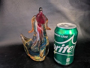 Hund sitzend venezianisch Murano Kunst Glas Statue JICO Stil 7 in rot blau gelb - Bild 1 von 7