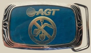 Hebilla de cinturón vintage 1987 AGT Alberta Government Telephones - esmalte de latón macizo - Imagen 1 de 6