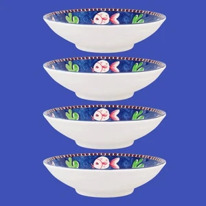 Set 4 Vietri Solimene Campagna Pesce Pesce Blu 9 3/8" Pasta Zuppiera Italia - Foto 1 di 4