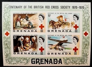 1970 Grenada. lmperf Error. Centenary Of British Red Cross Souvenir Sheet MNH - Picture 1 of 2