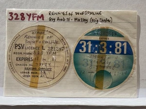 Guy Arab National Bus Hackney Tax Disc 31:3:81 & PSV Licence Dunfermline 571G - Picture 1 of 3