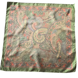 Vintage Ralph Lauren Neck Head Scarf Green Paisley Purple Label - Picture 1 of 4