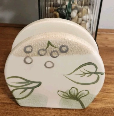 Vintage Corelle Coordinates TEXTURED LEAVES Ceramic Napkin Holder NEW - Image 1 of 4