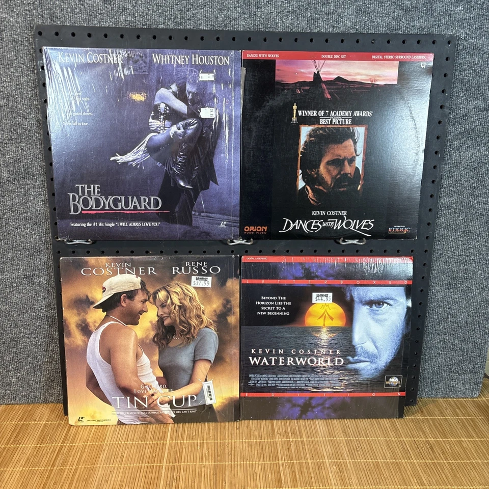 (4)~Costner Laserdiscs~Waterworld, Tin Cup, Dances with Wolves and The Bodyguard - Image 1 of 4