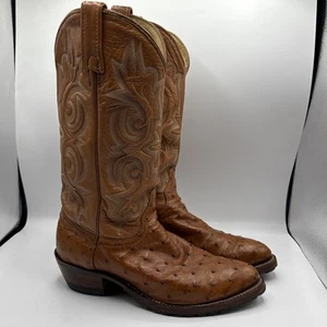 J Chisholm Full Quill Ostrich Western Cowboy Boots Mens 10 - Picture 1 of 9