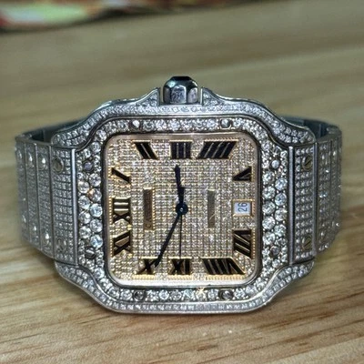 Reloj Cartier Santos Grande 40mm Hombre Acero Romano Helado 4072 Diamantes Naturales Foto 1 de 4