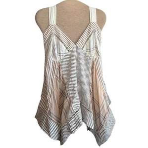 ANTHROPOLOGIE Pilcro Cabana Apron Tank Size L Neutral Colors Handkerchief Hem - Picture 1 of 7