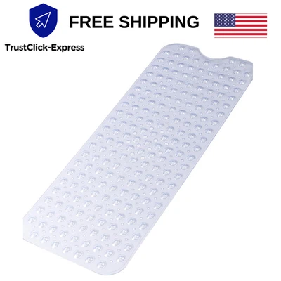 Alfombra de bañera antideslizante con ventosas, orificios de drenaje, grande lavable a máquina 40x16 Foto 1 de 4