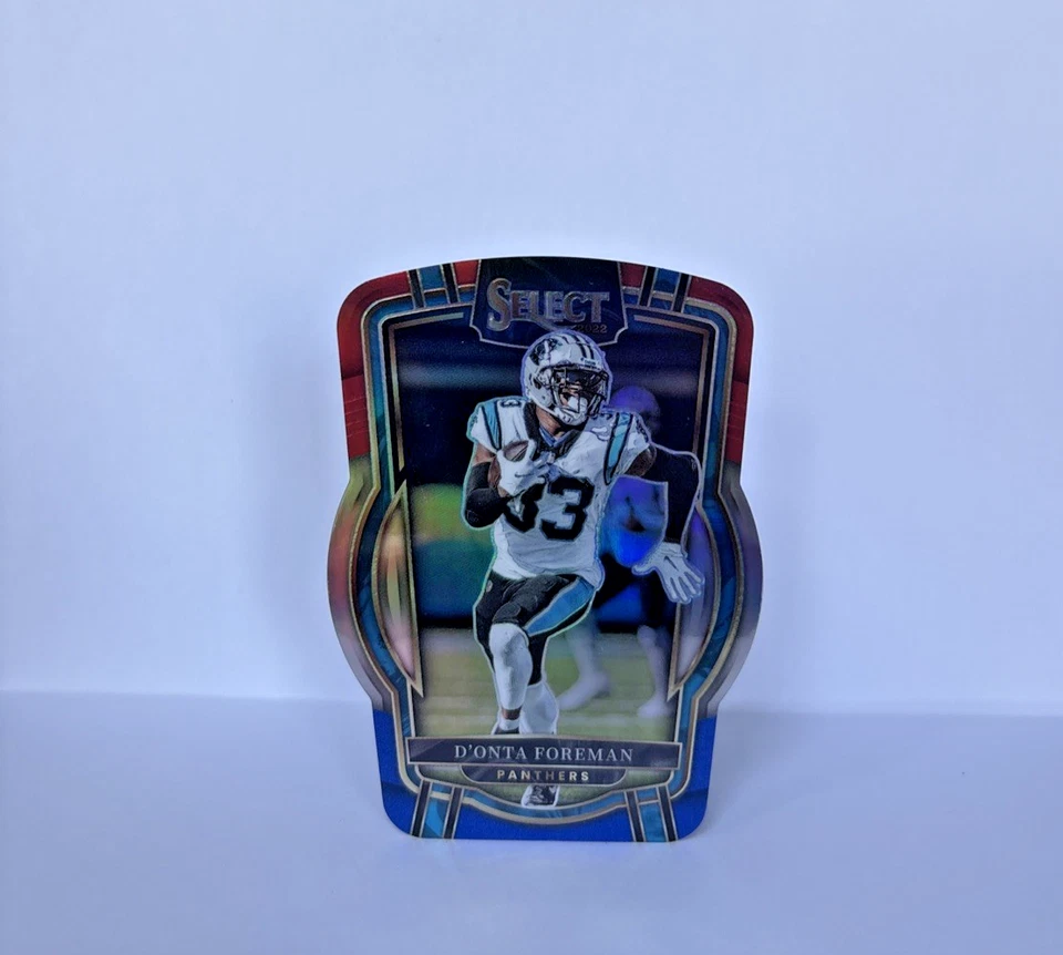 D'Onta Foreman - 2022 Panini Select Red and Blue Prizm Die Cut #286 Panthers - Image 1 of 2