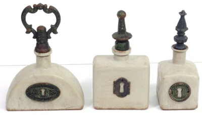 Vtg 90s Farmhouse XL Perfume Display Bottles Glass+Metal Shabby Chic Cottagecore - Image 1 of 4