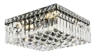 Crystal Ceiling Flush Mount Light Black Chandelier Bedroom Bathroom Fixture 14in - Picture 1 of 12