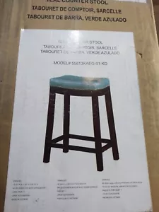 Linon 26" Claridge Counter Stool - teal blue MSRP 149.99 - Picture 1 of 12