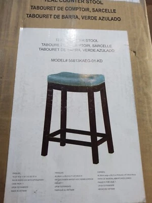 Linon 26" Claridge Counter Stool - teal blue MSRP 149.99 - Image 1 of 4