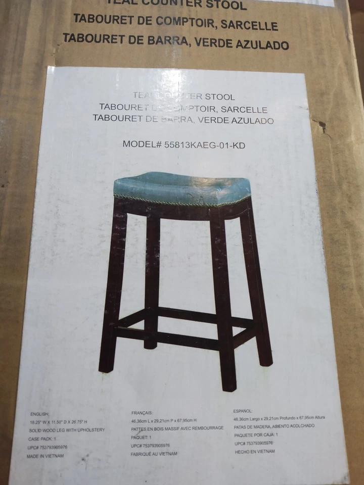 Linon 26" Claridge Counter Stool - teal blue MSRP 149.99 - Image 1 of 4