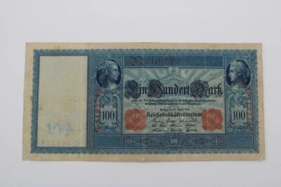 1910 - 100 Mark German Empire Banknote - Large Banknote - 8" x 4" - Very Good  - Image 1 of 4