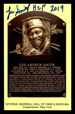 LEE SMITH SIGNED NATIONAL BASEBALL HALL OF FAME PLAQUE POSTCARD "HOF 2019" JSA - Image 1 of 3