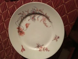 O. Gutherz Limoges Plate Aesthetic Hand Painted Blue Pink Flowers Antique 9 1/2” - Picture 1 of 5