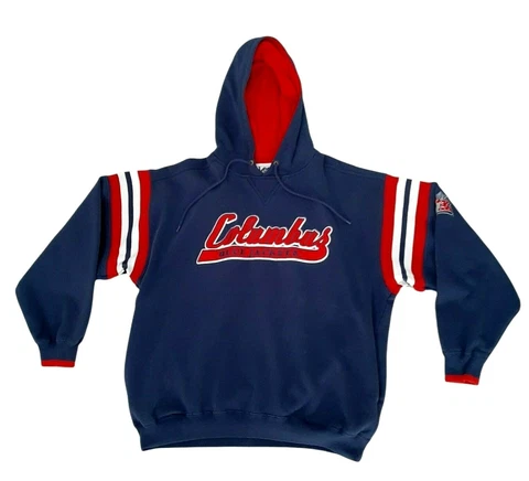 Columbus Blue Jackets NHL Hoodie Sweatshirt pullover  Size L  vtg Lee Sports Cover
