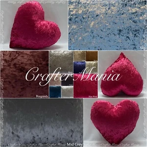 Handmade Soft Crushed Velvet Heart Shape Cushion Cover or Filled Home Toy Pillow - Picture 1 of 28