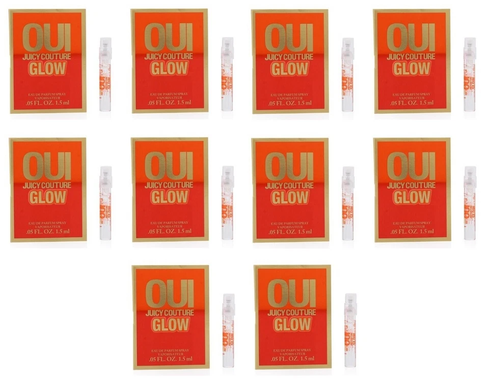 10 frascos OUI GLOW de Juicy Couture para mujer 0,05 oz 1,5 ml eau de parfum spray NUEVO EN TARJETA Foto 1 de 1