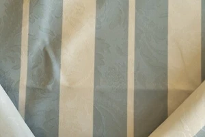 Vintage striped creme and green floral Jacquard fabric by the yard - Picture 1 of 4
