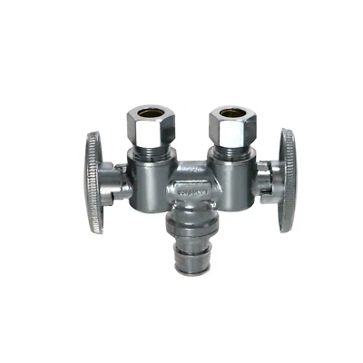 1 Pc XFITTING Dual Straight Valve, Pex A 1/2" x 3/8" x 3/8" OD Compression - Image 1 of 4
