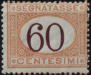 1924 Italia Regno Segnatasse tipo del 1870 60 c arancio bruno MNH Nuovo - Imagen 1 de 1