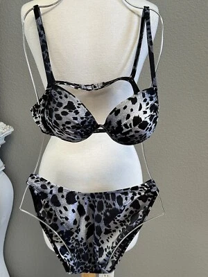 Винтажный комплект бикини La Blanca серый черный анималистический принт размер 10 подержанные - Изображение 1 из 4