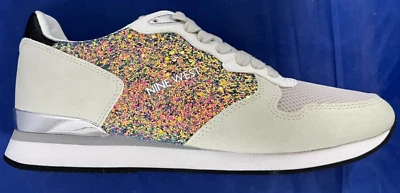 Zapatillas Nine West Para Mujer Banx Con Cordones Brillantes Marfil Talla 8.5M Nuevas en Caja Foto 1 de 4