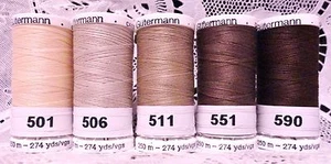 5 NEW 274 yard Spools brown colors GUTERMANN 100% polyester sew-all thread - Picture 1 of 1