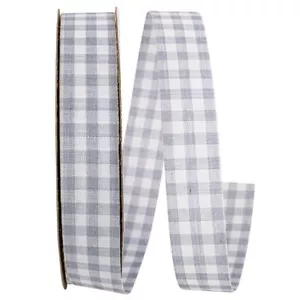 Weiß/Hellblau --- Gingham Karo - Handwerksband --- 5/8" x 25 Yards - Bild 1 von 3