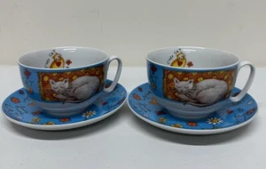 Set Of Two CUTE CAT Double Trouble Tea Cup And Saucer Large NEW - Picture 1 of 14