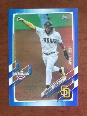 2021 Topps Opening Day Blue Foil #1 Fernando Tatis Jr San Diego Padres 4-1-2021 - Image 1 of 3