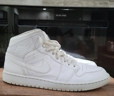 12 码 - Jordan 1 Mid Triple White 2019 - 554724 - 130 无盒 — 第 1/4 张图片