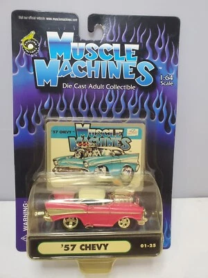Muscle Machines 1957 Chevy Pink/White Diecast 1:64 Scale - Image 1 of 4