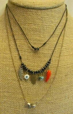  Ожерелье сглаз ладонь кукла подвеска бисер многослойное сердце - Изображение 1 из 3