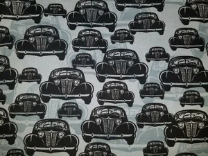MICHAEL MILLER VINTAGE VOLKS WAGON BEATLE SHADOW CAR AUTO COTTON FABRIC 1 YARD - Picture 1 of 3