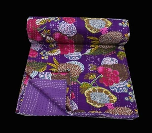 Kantha Quilt Cotton Kantha Blanket Hand Stitched Kantha Bedspread  new bedding - Picture 1 of 4