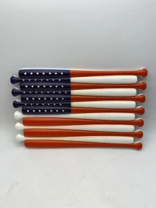 American Flag Baseball Bats Wood Wall Hanging Art Pre Owned - Picture 1 of 5