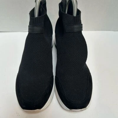 Zapatilla deportiva para mujer Marc Fisher musculosa negra tejida con cuña sin cordones cremallera trasera 8 1/2 Foto 1 de 4