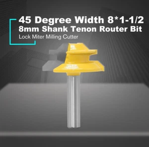 Woodwork Milling Cutters 45 Degree Lock Miter Router Bit 8*1-1/2 Tenon Cutter - Picture 1 of 3