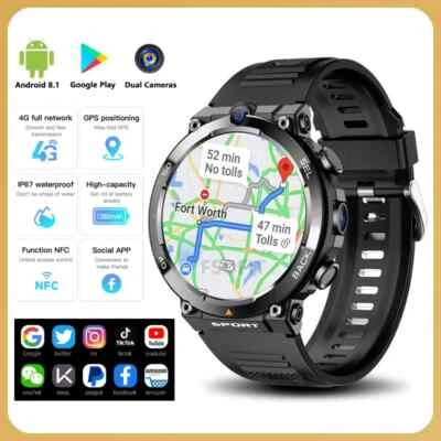1,39 Zoll 4G Netzwerk SIM Karte Smartwatch Dual Kamera GPS WIFI NFC Robust 64G-ROM - Bild 1 von 4