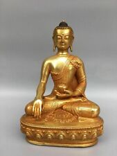 8" Old Antique Tibetan Buddhism temple Bronze gilt Shakyamuni Buddha statue